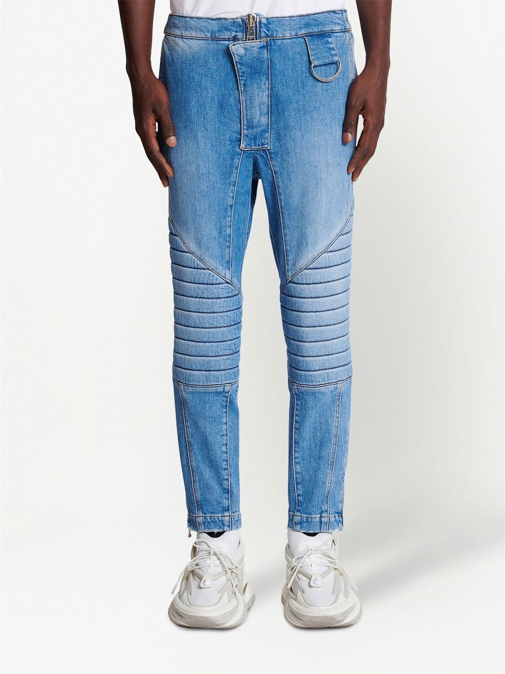 Shop Balmain Low-rise Slim-cut Jeans In Blue