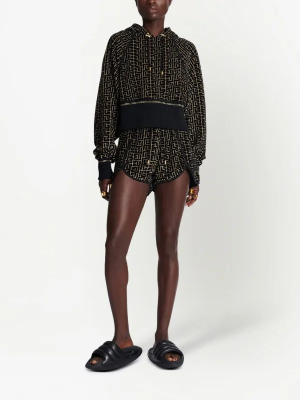 送料関税込【BALMAIN】ショーツ Balmain モノグラム ランニングショーツ | ブラック | FARFETCH JP