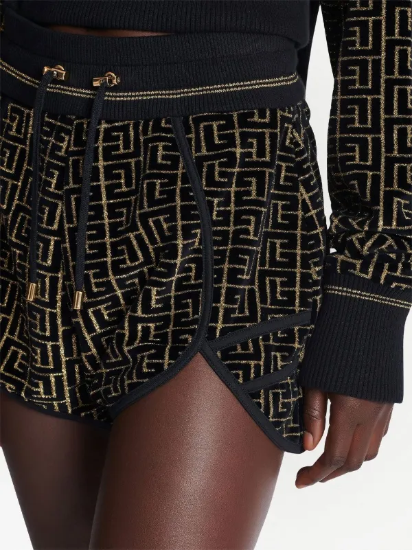 送料関税込【BALMAIN】ショーツ Balmain モノグラム ランニングショーツ | ブラック | FARFETCH JP
