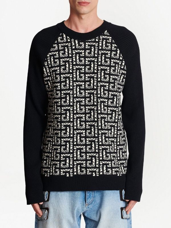 Balmain PB-monogram Print Sweatshirt - Farfetch