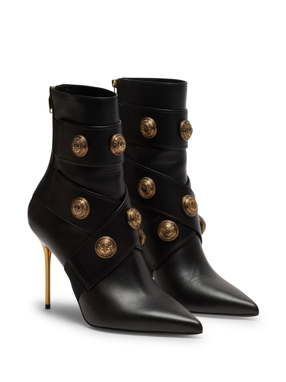 Shop Balmain Button-embellished Ankle Boots In Black
