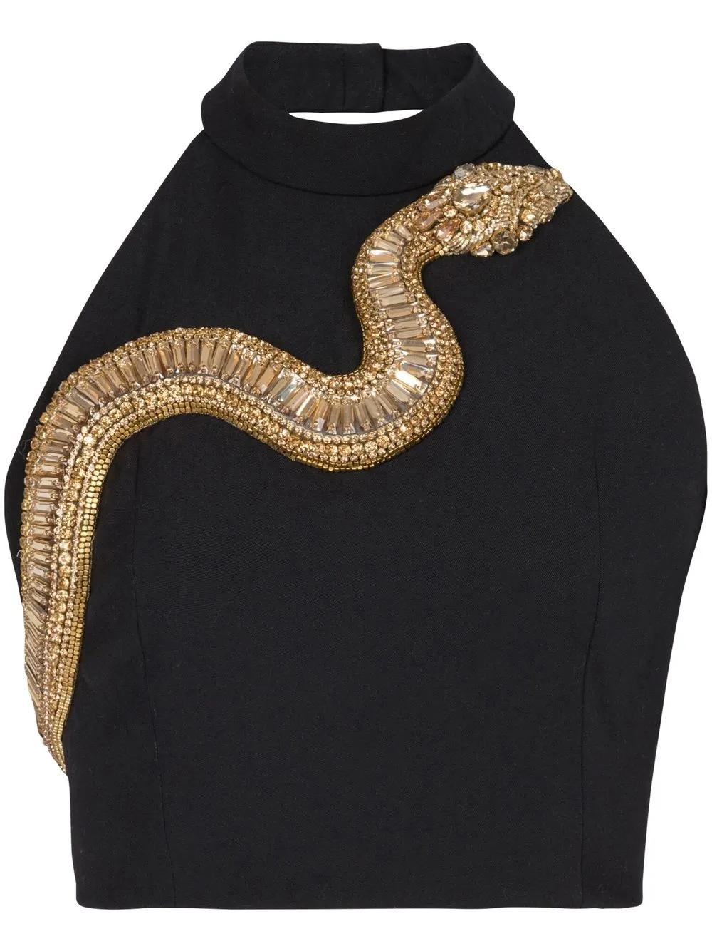 

Balmain top con cuello halter y detalle de serpiente - Negro