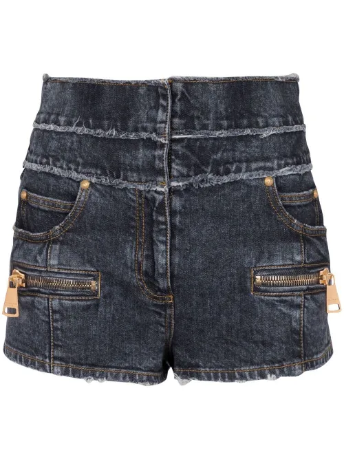 Short en jean à poches multiples - Balmain - Modalova