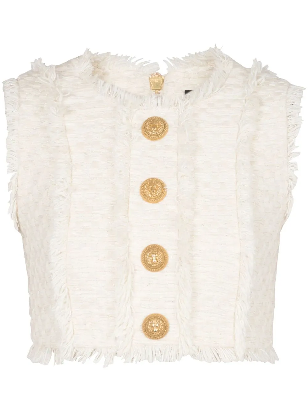 

Balmain top corto de tweed - Blanco