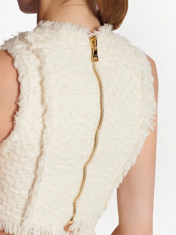 Balmain ツイード クロップトップ | ホワイト | FARFETCH JP