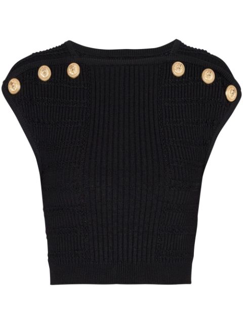 Balmain ribbed-knit cropped top Women