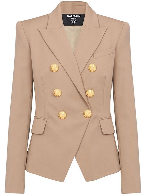 Balmain Blazer de lã com abotoamento duplo