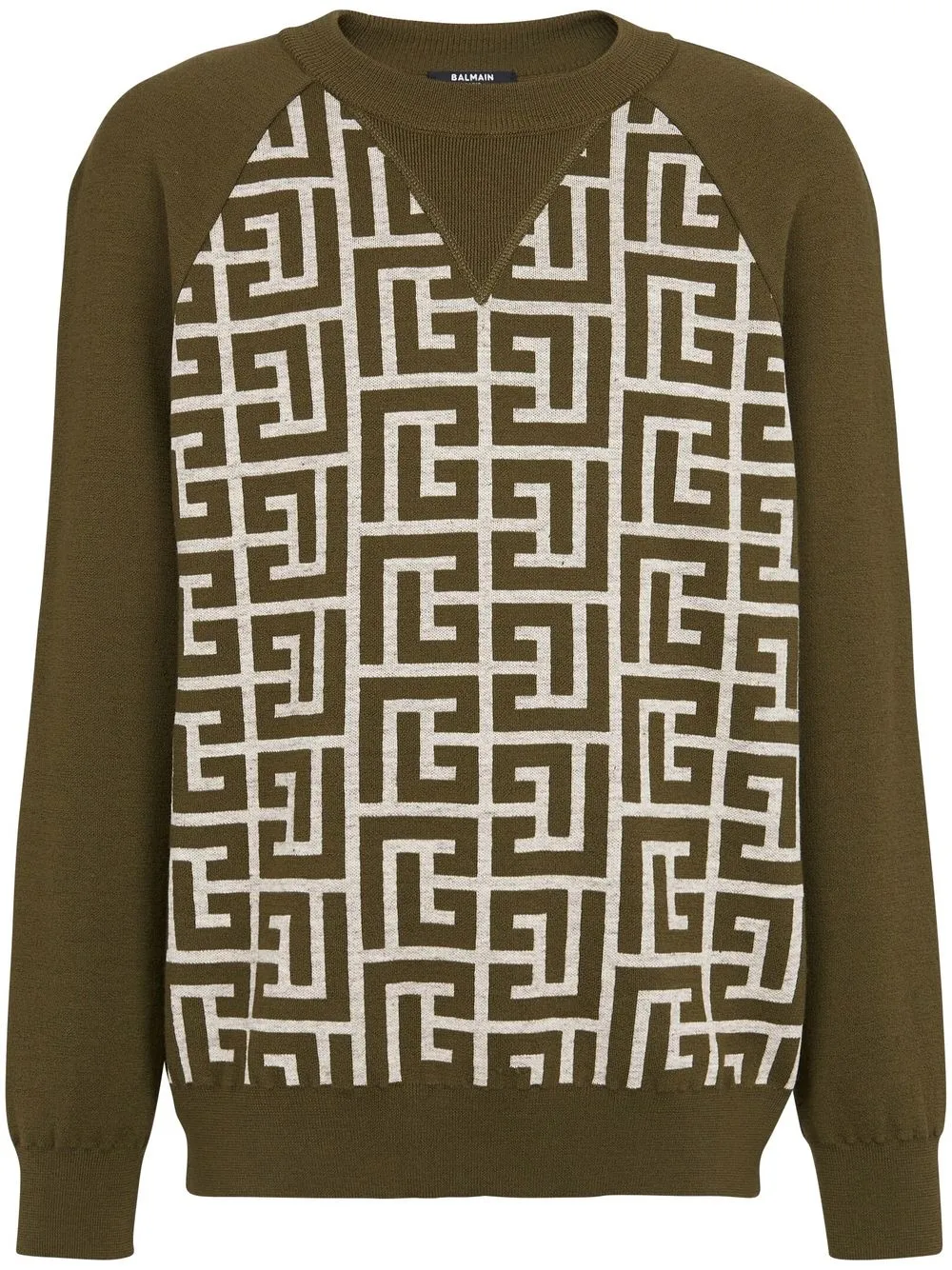 

Balmain monogram panelled jumper - Green