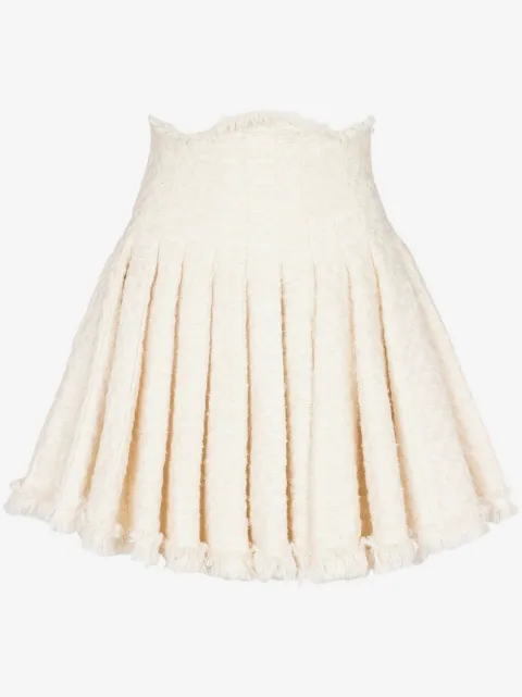 Balmain tweed-nederdel med plisseringer