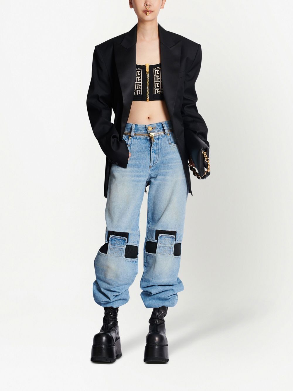 Shop Balmain Low-rise Straight Jeans In 蓝色