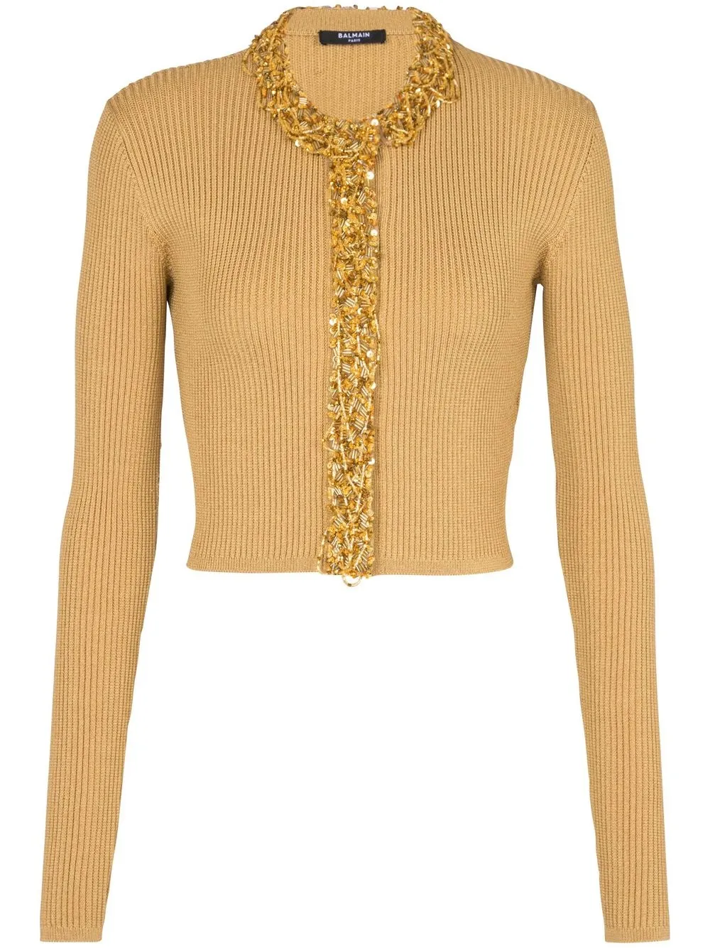 

Balmain sequin-embellished ribbed cardigan - Gold