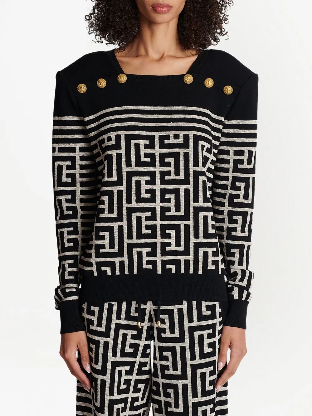 Balmain Monogram Buttoned Knitted Top Farfetch