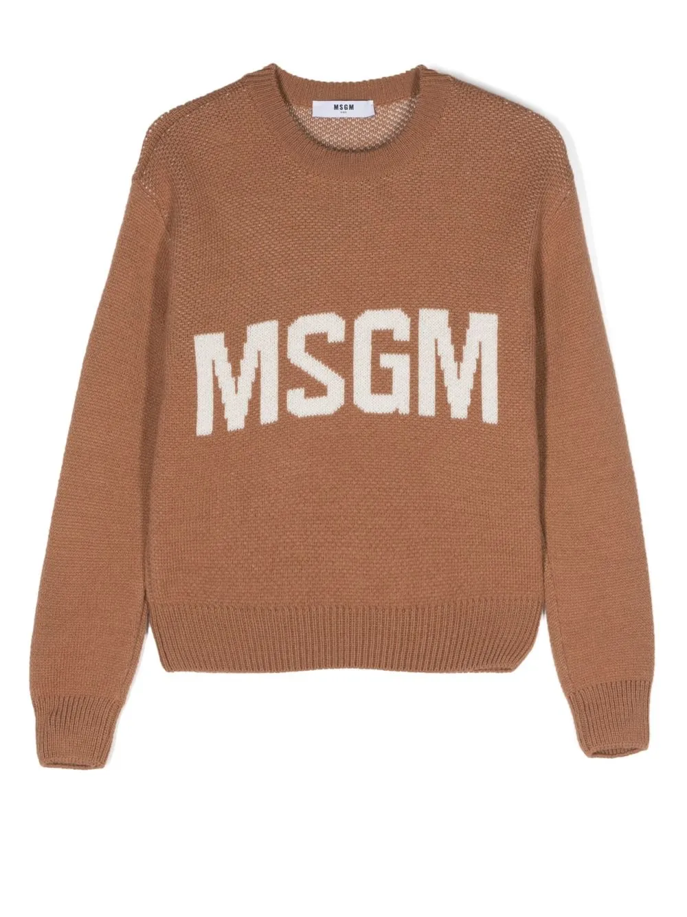 Msgm Logo Crew-neck Jumper In Braun