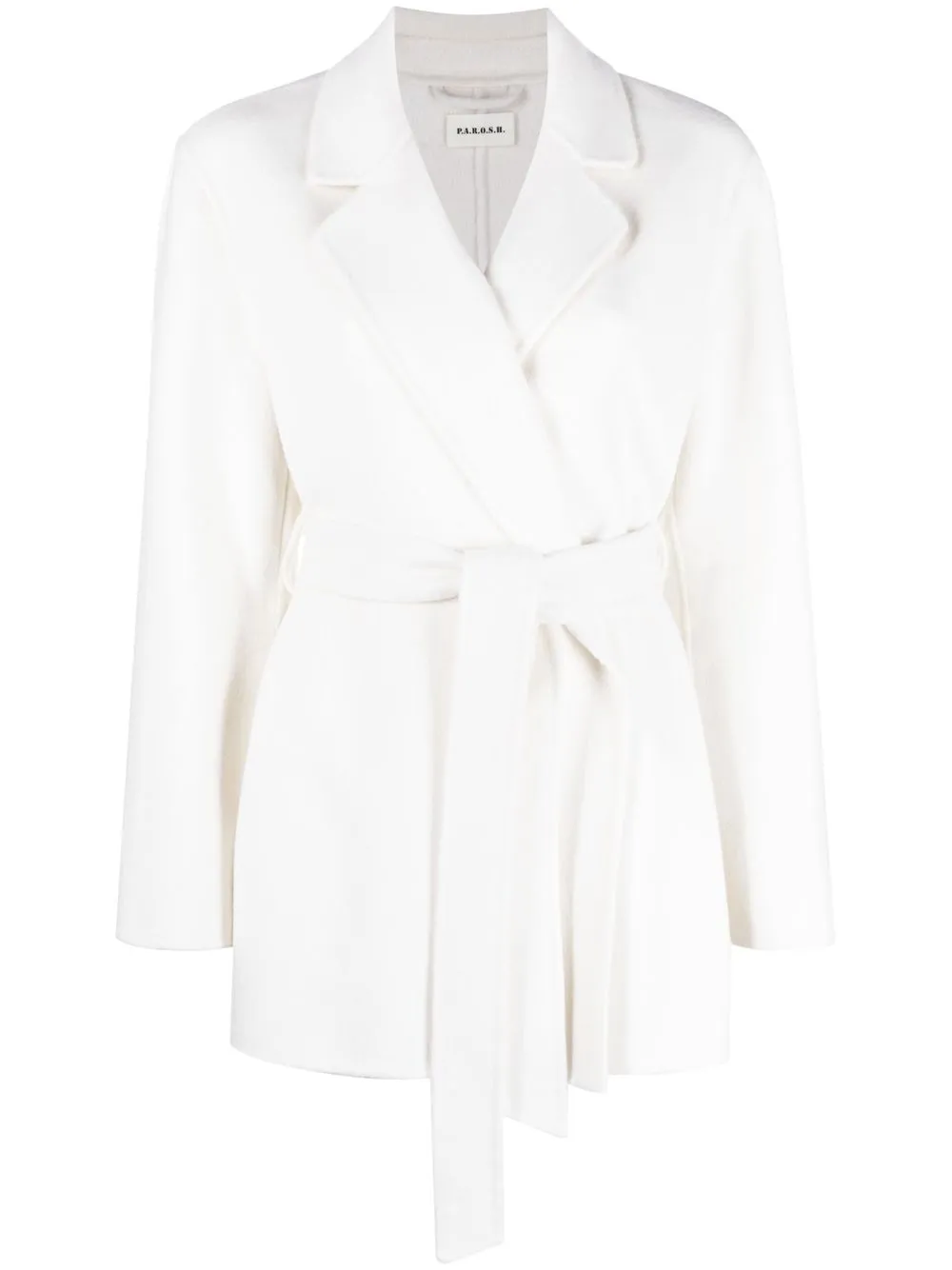 

P.A.R.O.S.H. belted-waist wool coat - White