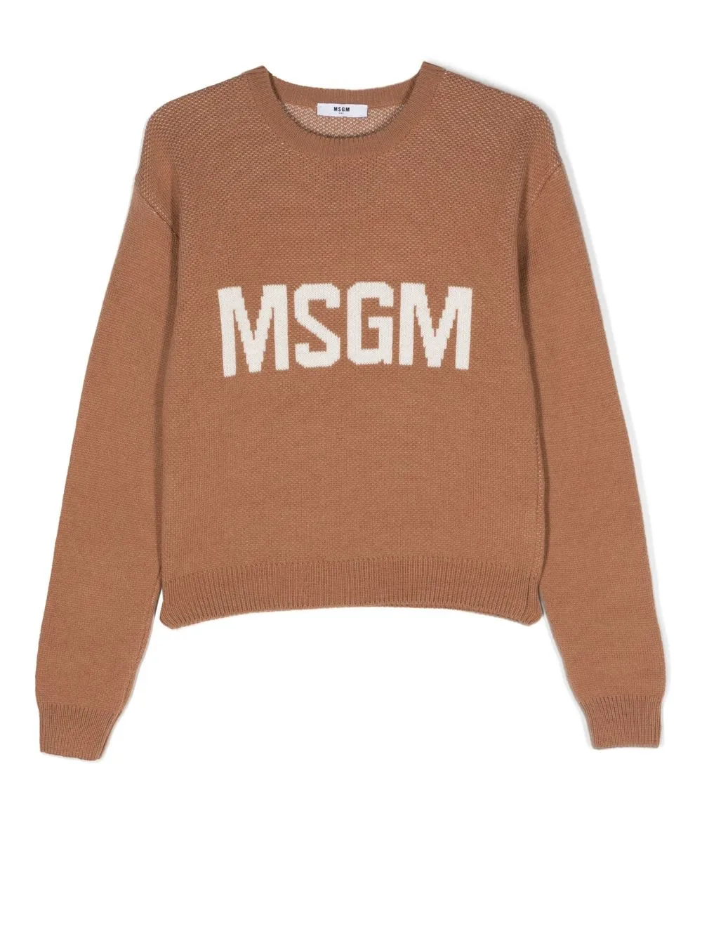 

MSGM Kids TEEN intarsia-knit logo jumper - Brown