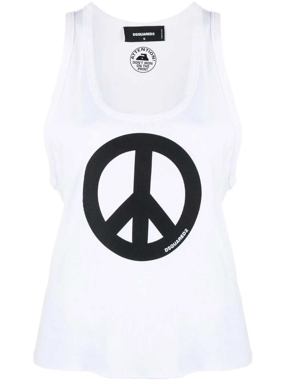 

Dsquared2 peace-print cotton tank top - White