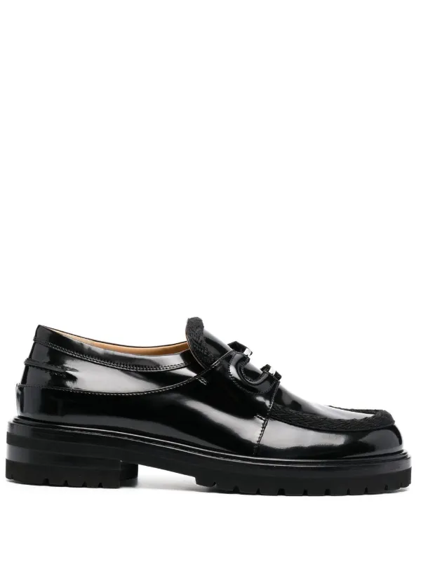 Lanvin logo-plaque Leather Loafers - Black