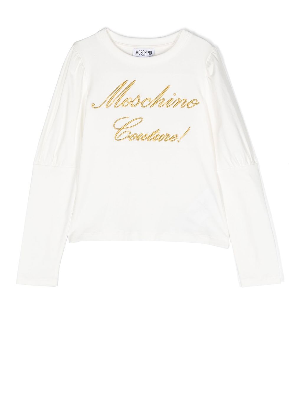 

Moschino Kids playera manga larga con logo bordado - Blanco