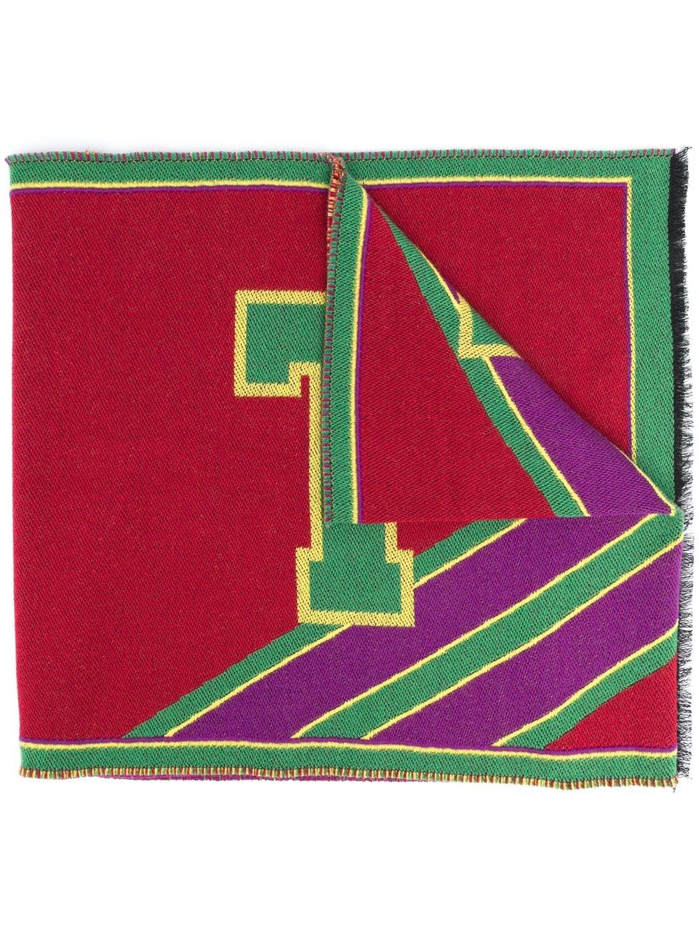 

ETRO logo jacquard scarf - Red