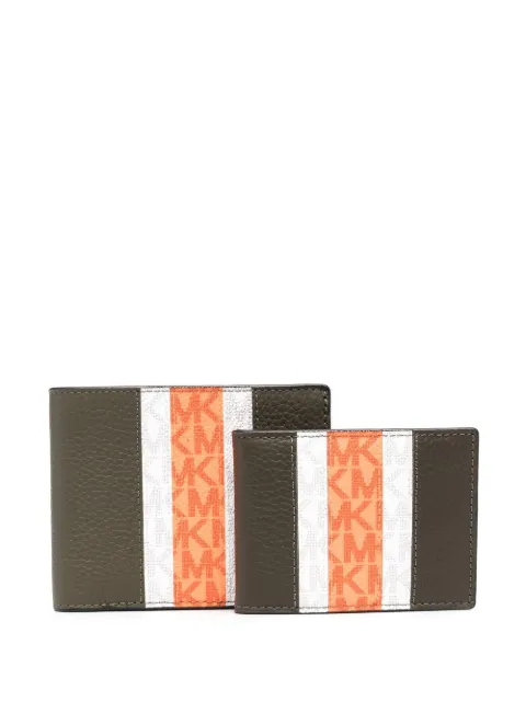 logo-stripe leather wallet