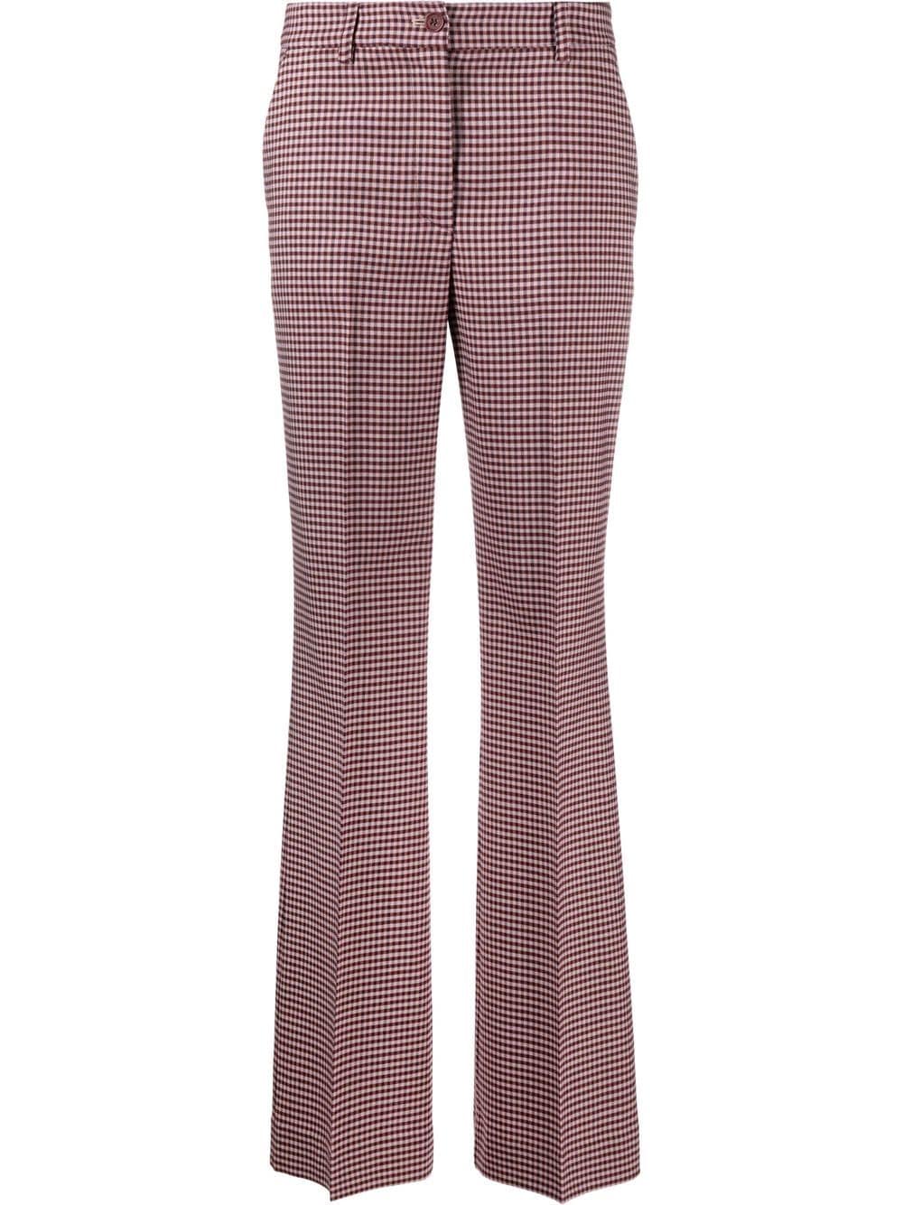 P.a.r.o.s.h Lioned Gingham Flared Trousers In Rosa