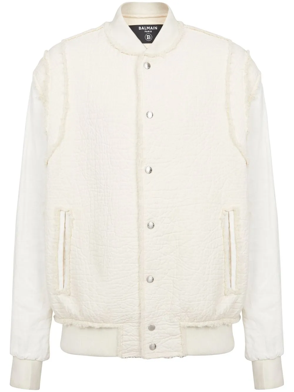 Balmain Logo-lettering Bomber Jacket In Blanc