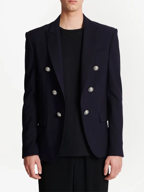 Balmain EN1FD871TJXNGFE 関税送料込 Balmain lurex-detail double-breasted Blazer | Black | FARFETCH