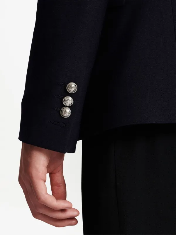 Balmain embossed-button Detail Blazer | Blue | FARFETCH