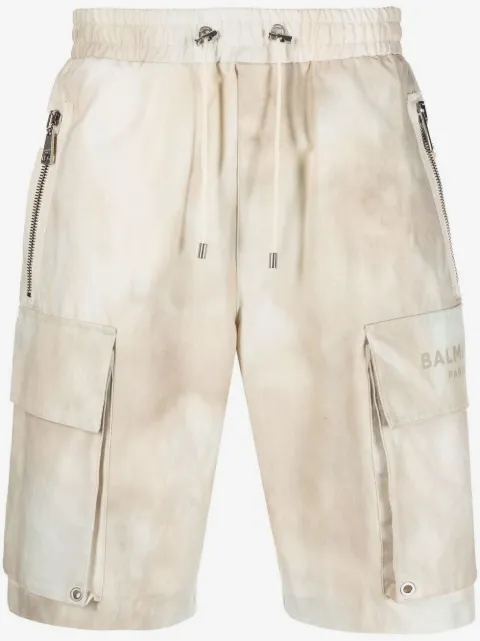 Balmain faded-effect cotton cargo shorts