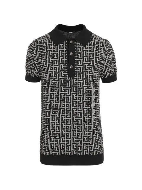 Balmain monogram jacquard polo shirt
