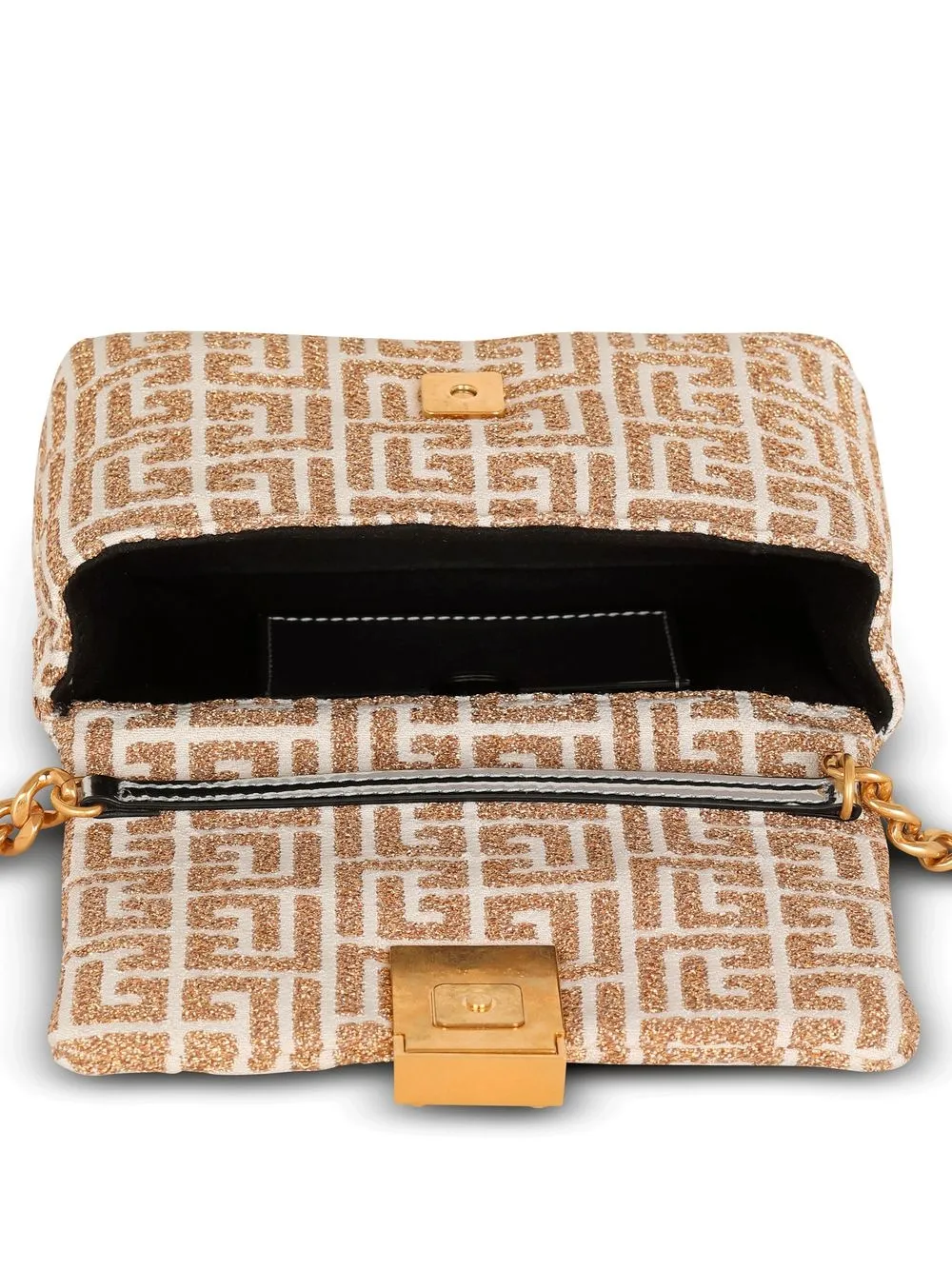 Balmain 1945 Monogram Shoulder Bag In Neutrals