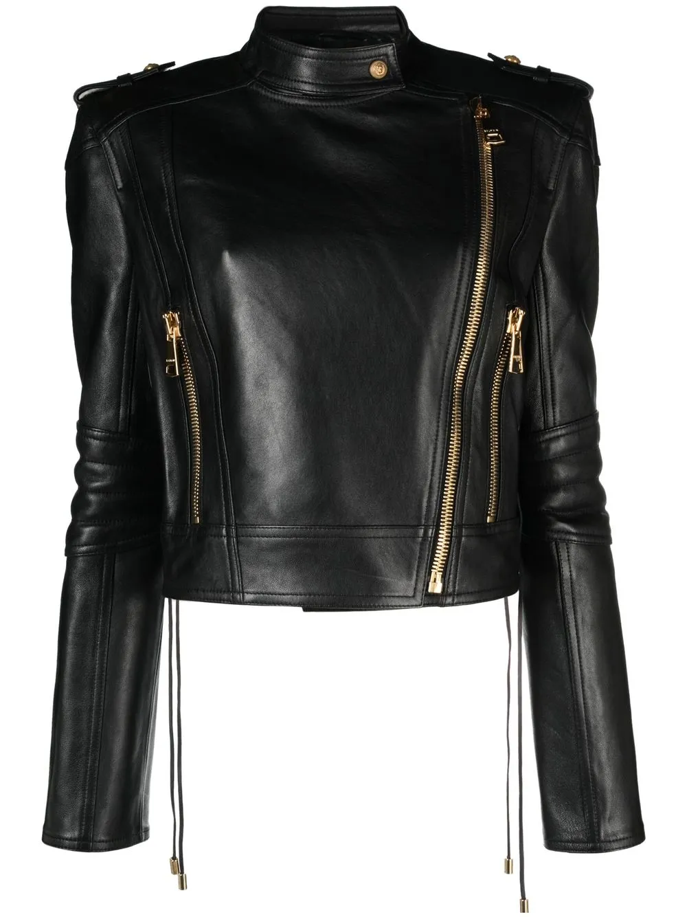 

Balmain chamarra biker con acabado pulido - Negro