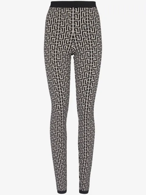 Balmain monogram-print high-waisted leggings