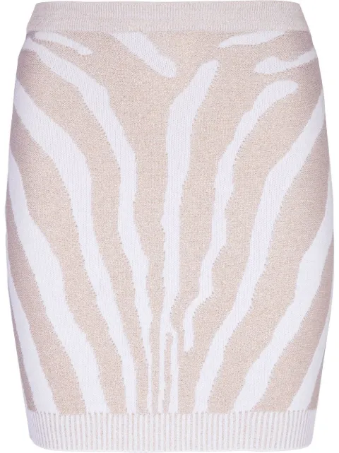 Balmain falda corta con motivo de cebra en intarsia