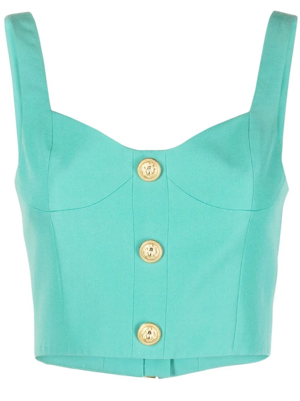 

Balmain embossed button cropped top - Green