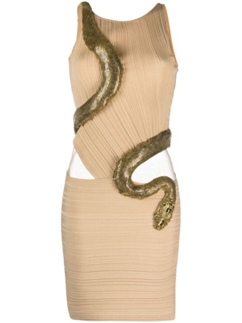 Balmain embellished snake-detail minidress