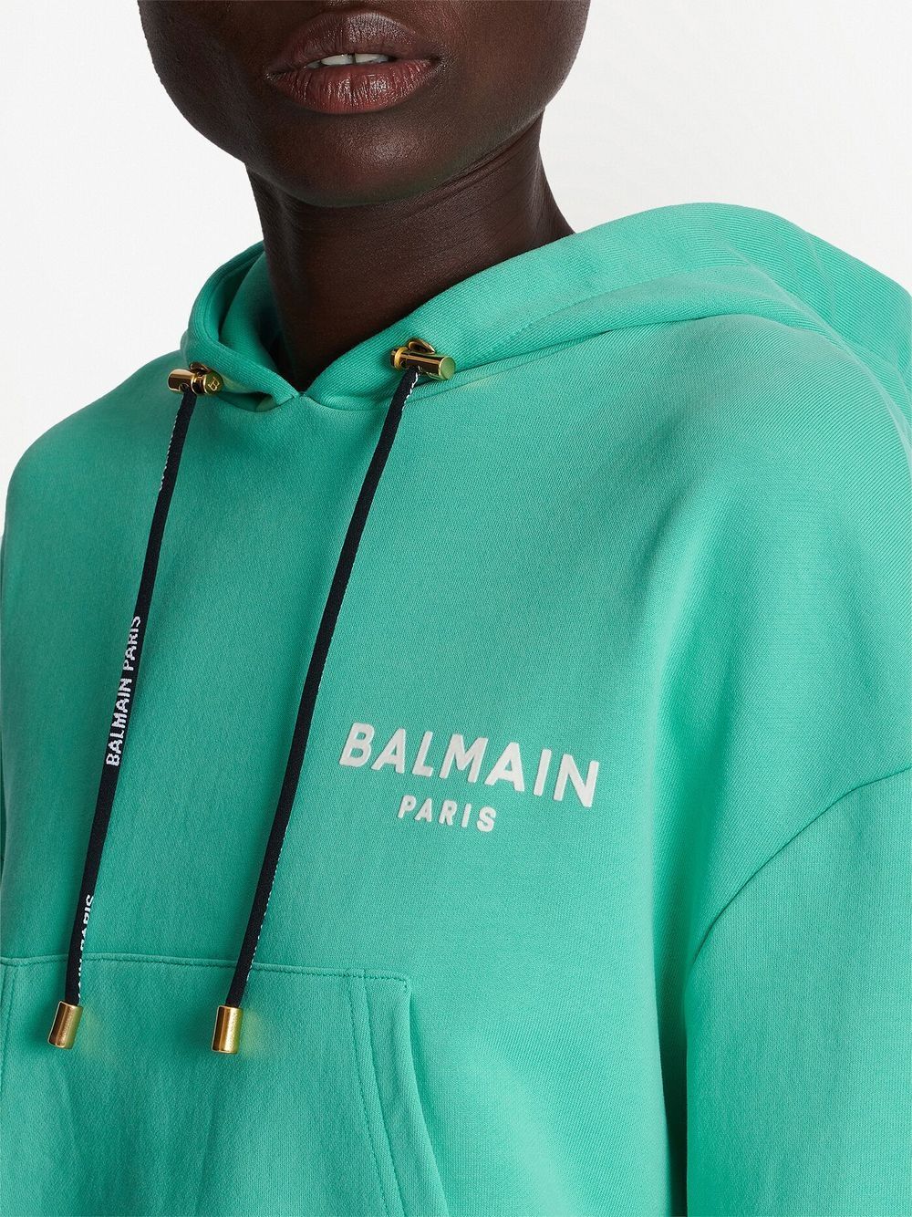 Shop Balmain Chest Logo-print Detail Hoodie In Blue