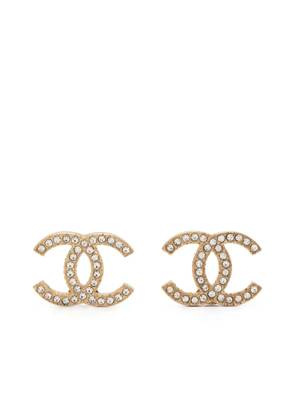 

Chanel Pre-Owned aretes bañados en plata con strass - Dorado