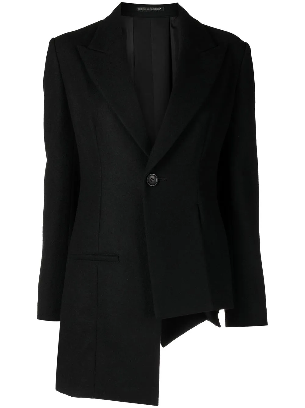 

Yohji Yamamoto chamarra con dobladillo asimétrico - Negro