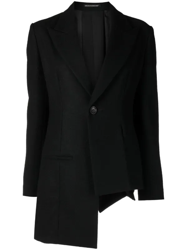Yohji Yamamoto アシンメトリーヘム ジャケット | ブラック | FARFETCH JP