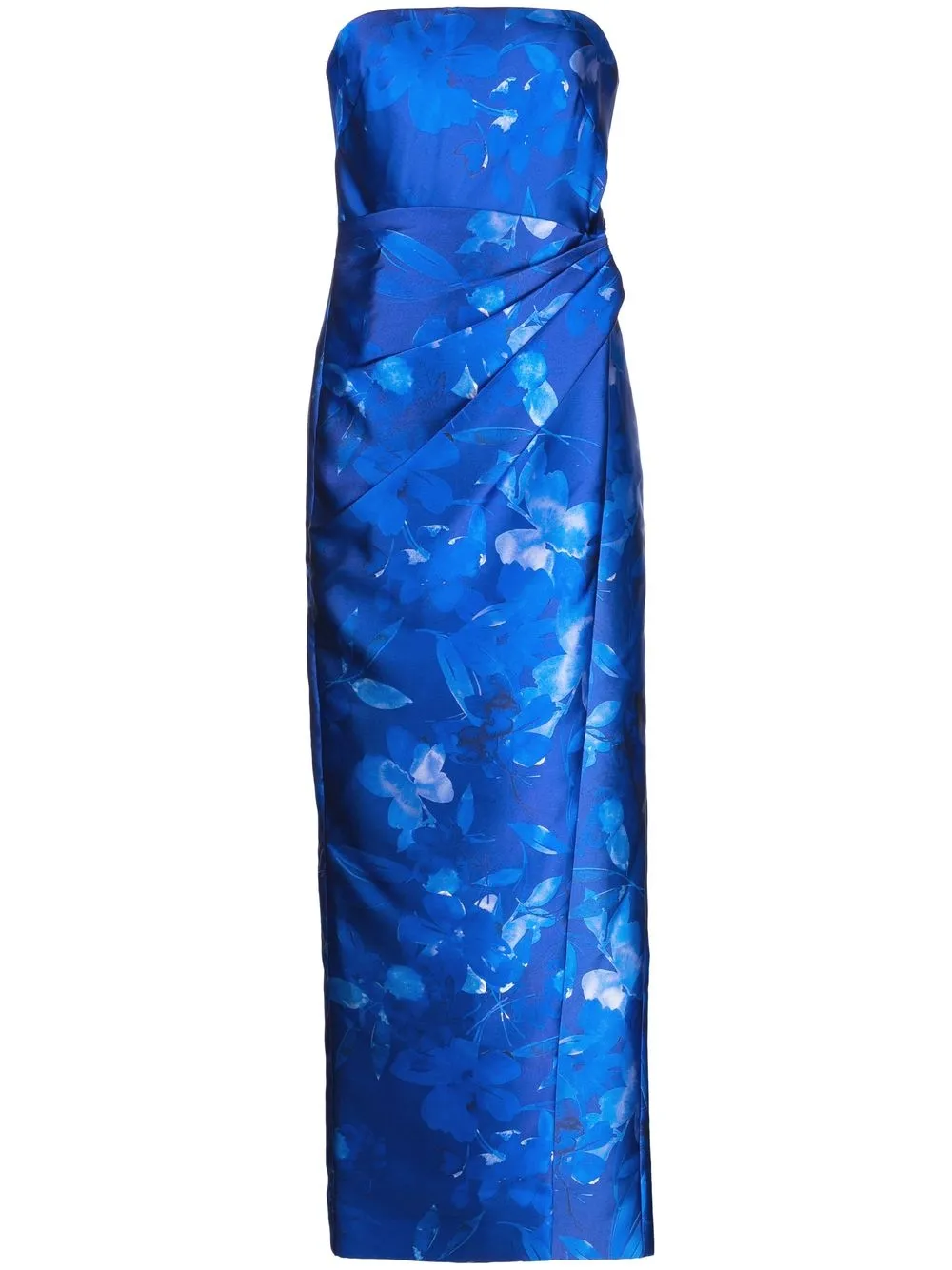 

Monique Lhuillier floral-print strapless gown - Blue