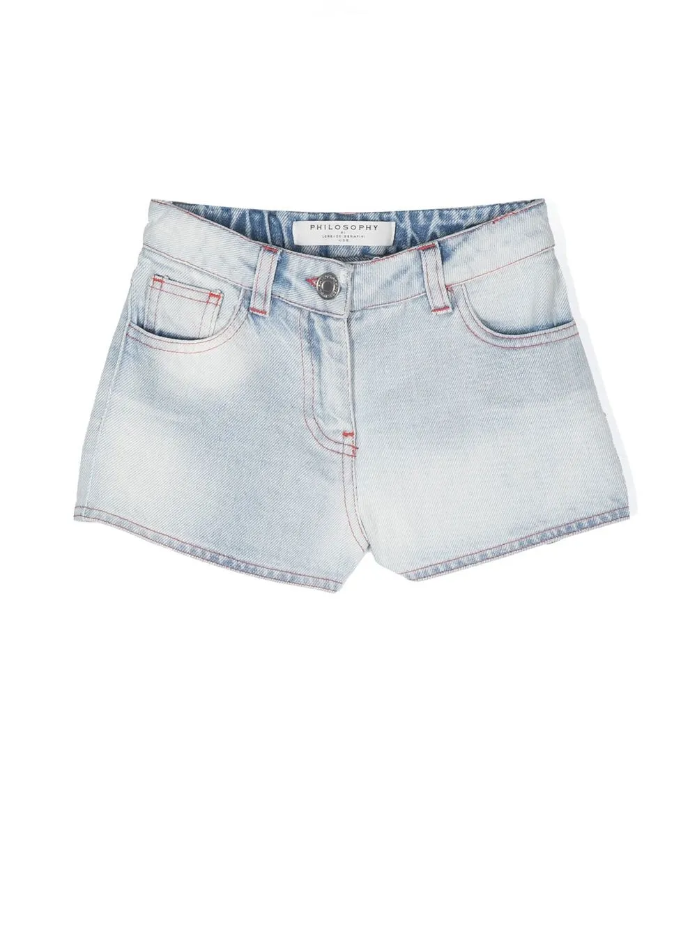 philosophy di lorenzo serafini kids short en jean à logo brodé - bleu