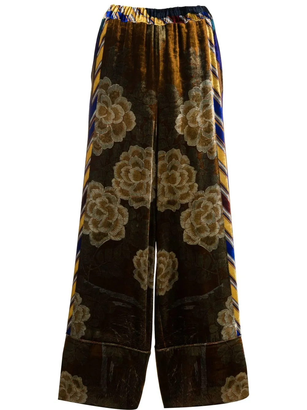 

Pierre-Louis Mascia floral-jacquard velvet trousers - Brown