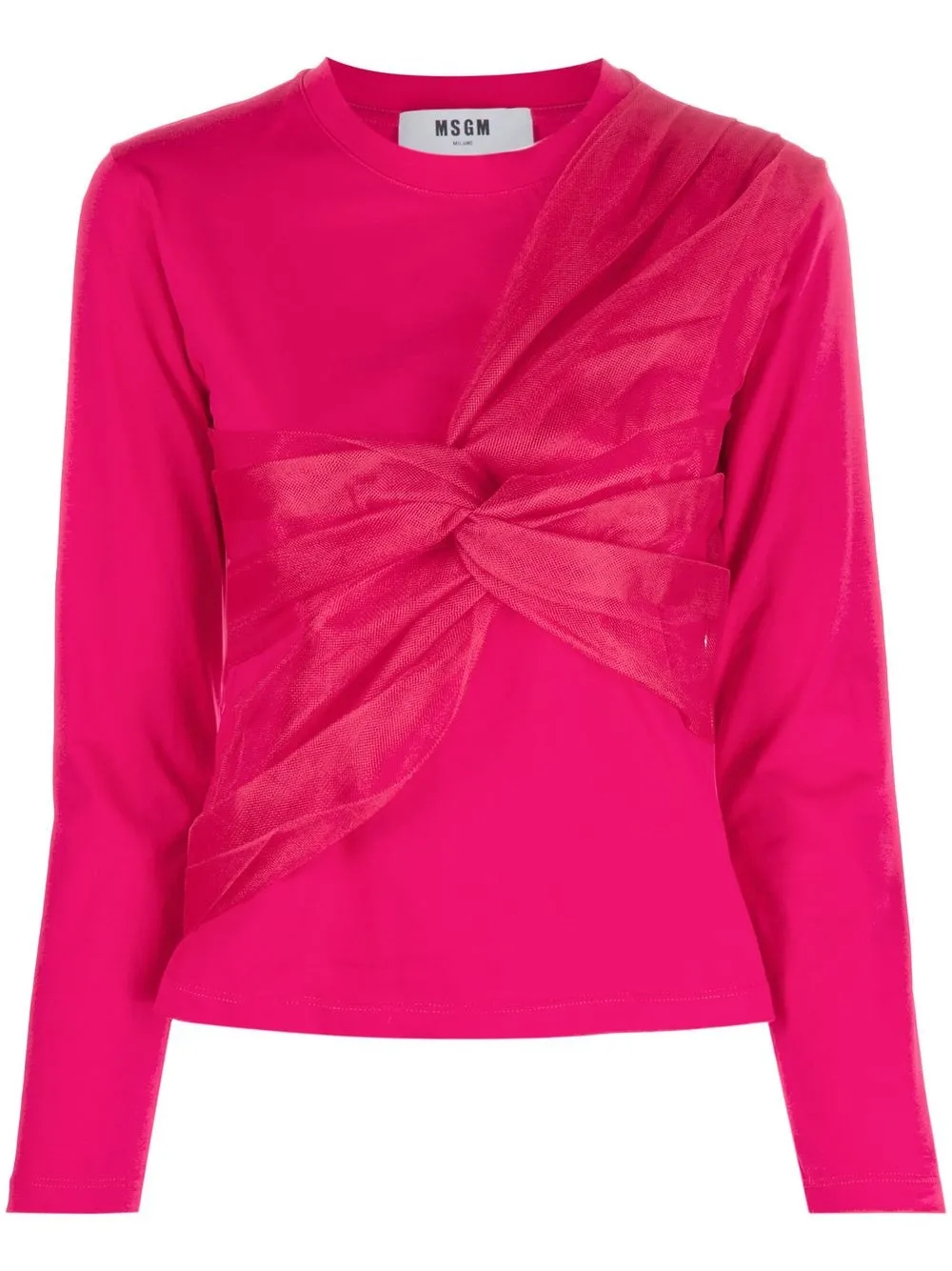

MSGM tulle-panel long-sleeved top - Pink