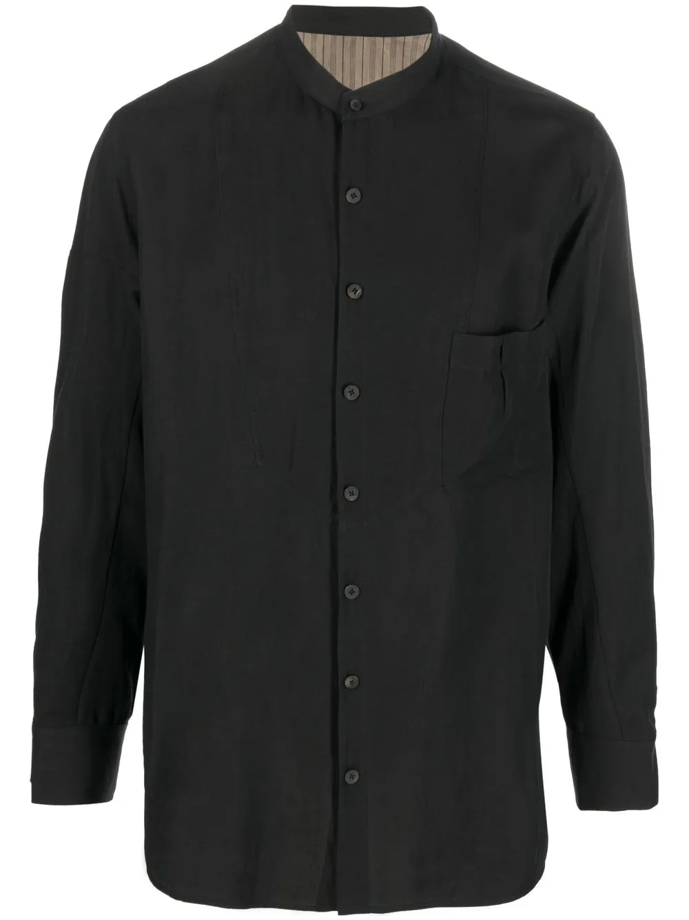 

Ziggy Chen band-collar long-sleeve shirt - Black