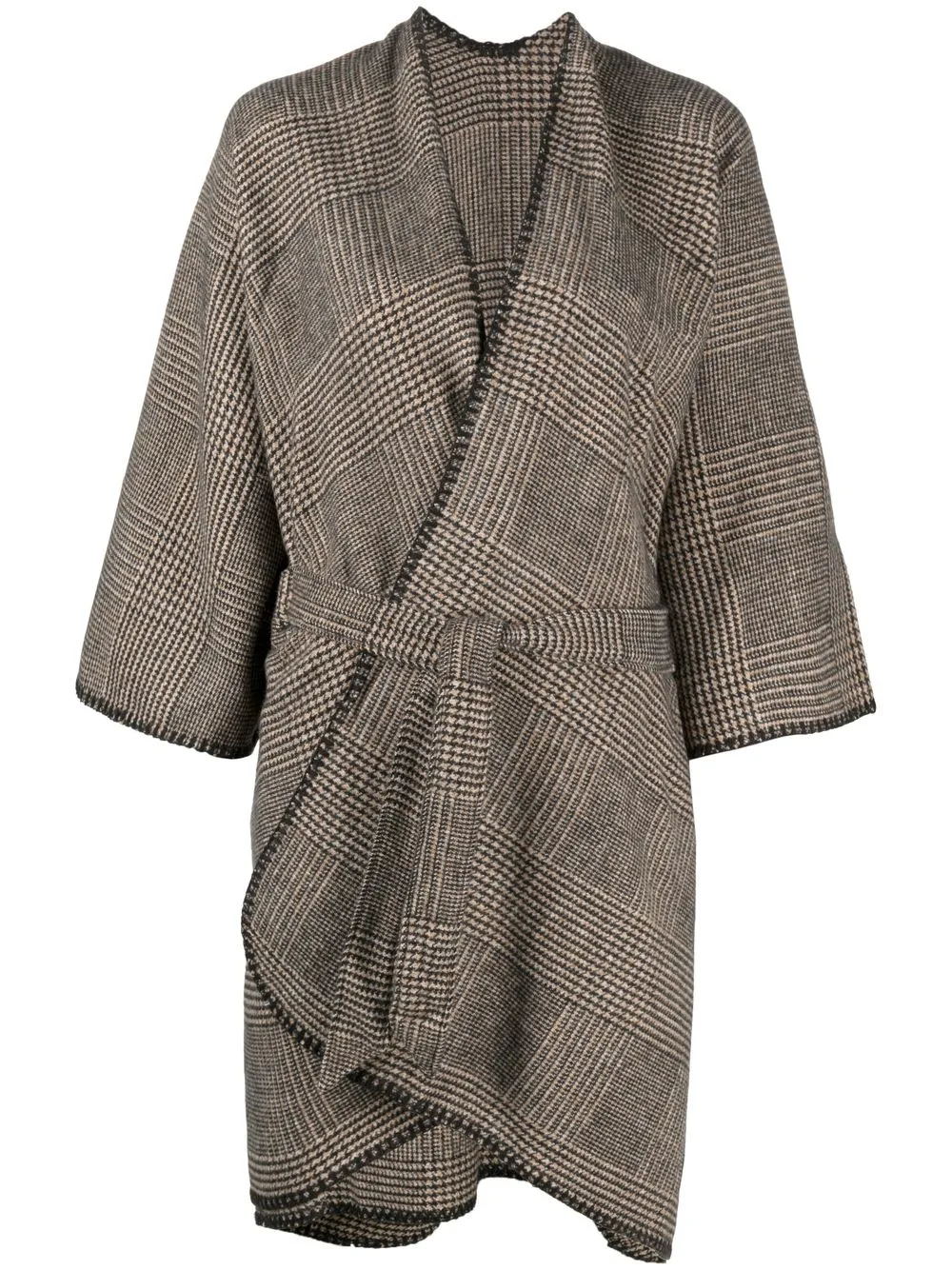 

TWINSET check wrap blanket coat - Brown