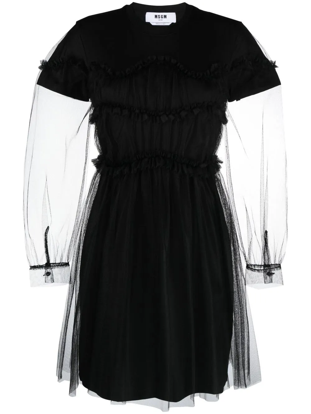 

MSGM vestido acampanado manga larga - Negro