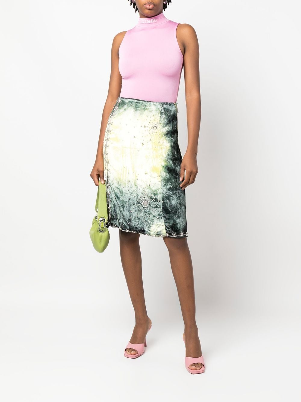 DES PHEMMES crystal-embellished gradient-effect Midi Skirt - Farfetch