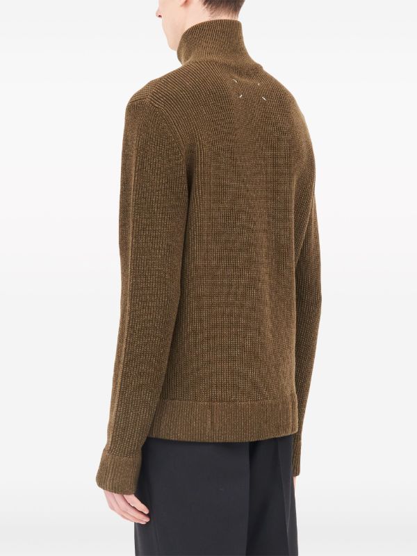 Maison Margiela ribbed-knit zip-up Sweater - Farfetch