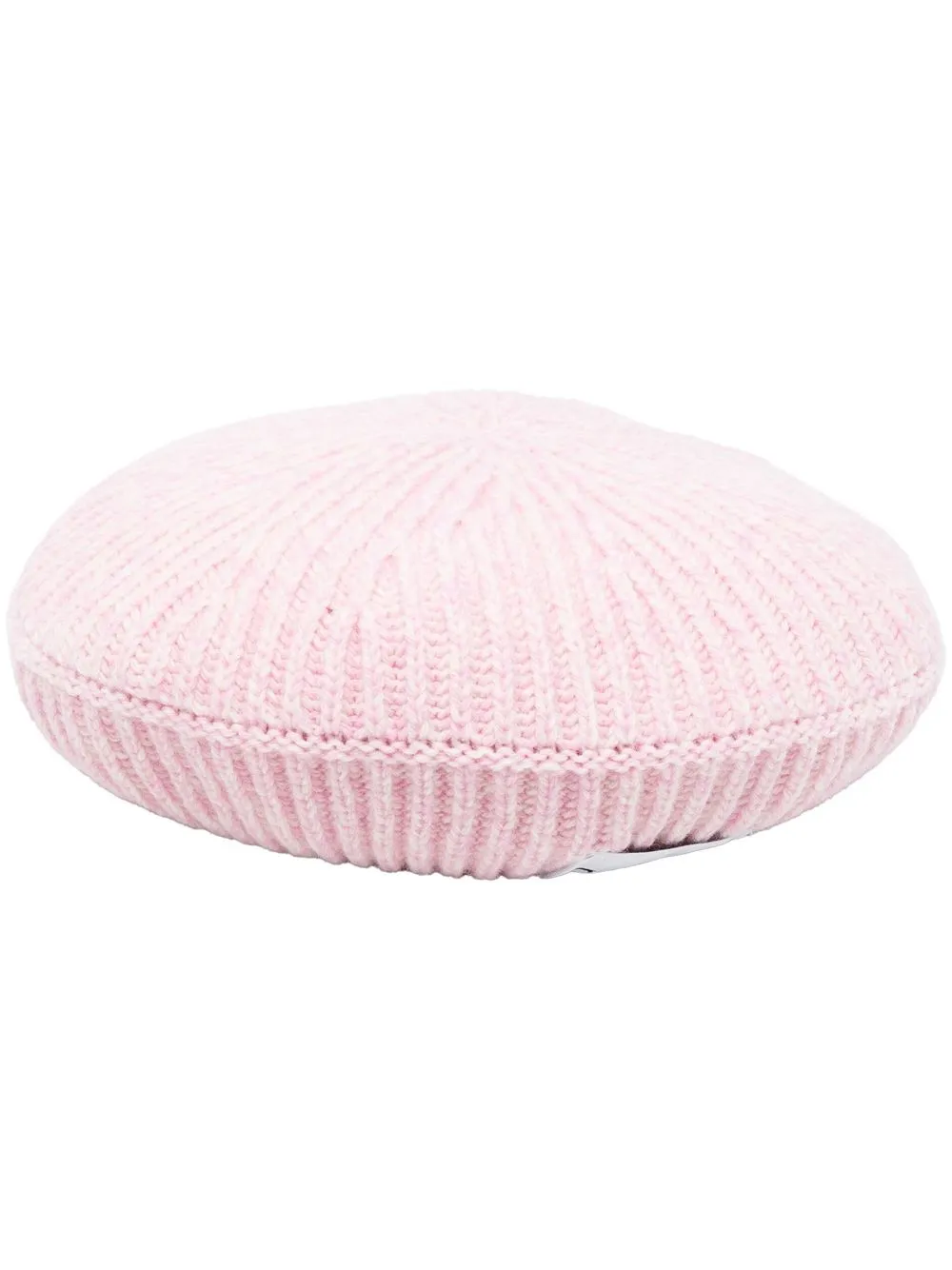 

GANNI logo-patch ribbed-knit beret - Pink